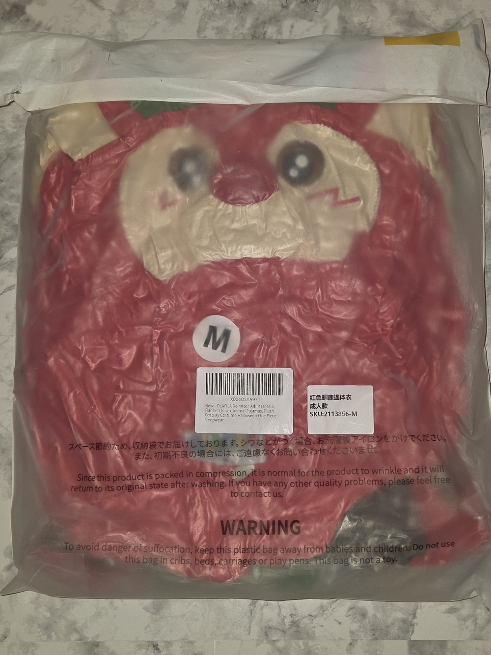 OLAOLA Adult Red Reindeer Unisex Onesie - Size M